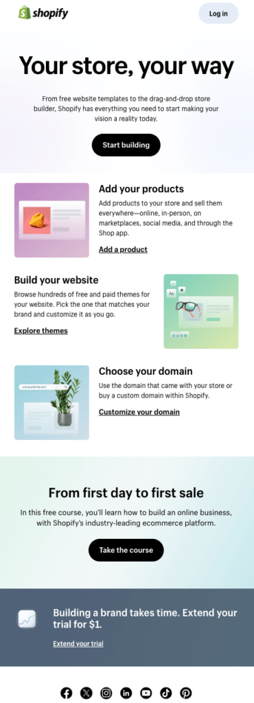 Onboarding email: Shopify